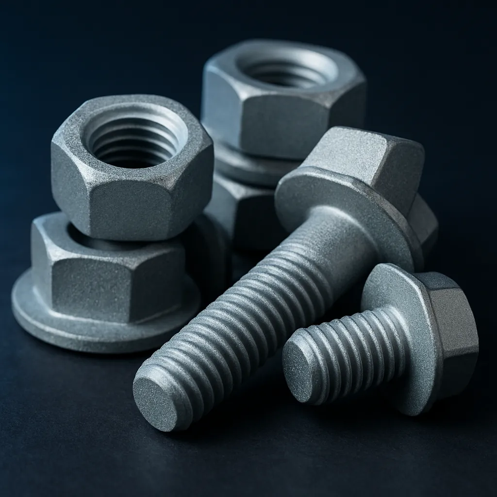 Silver zinc flake coated fasteners